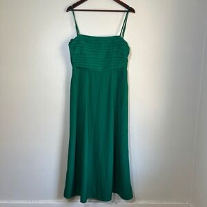 NWT Abercrombie & Fitch Pleated Bodice Maxi Dress Sz Small Emerald Green Strappy
